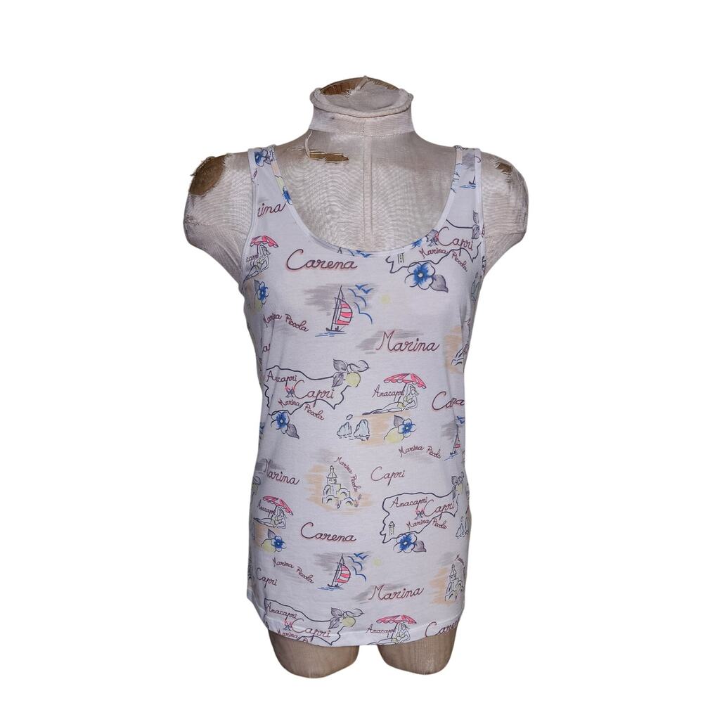 Victorias Secret Tank Top Summer Travel Print‎ Size M